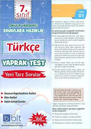 Bulut 7.Sınıf Türkçe Yaprak Test